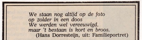 rouwadvertentie met tekst Hans Dorrestijn