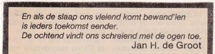 rouwadvertentie met tekst Jan H. de Groot