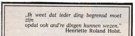 rouwadvertentie met tekst Henriëtte Roland Holst
