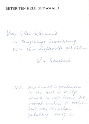 Handschrift Wim Fransdonk