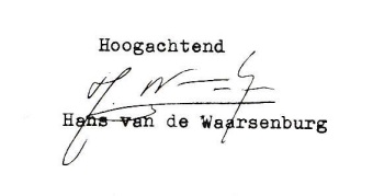 Handtekening Hans van de Waarsenburg