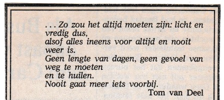 rouwadvertentie met tekst Tom van Deel