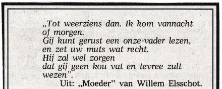 rouwadvertentie met tekst Willem Elsschot