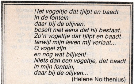 rouwadvertentie met tekst Helene Nolthenius