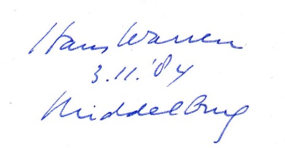 Handtekening Hans Warren